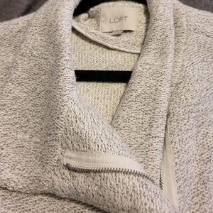 Ann Taylor LOFT Black White Textured Tweed Moto Jacket Blazer